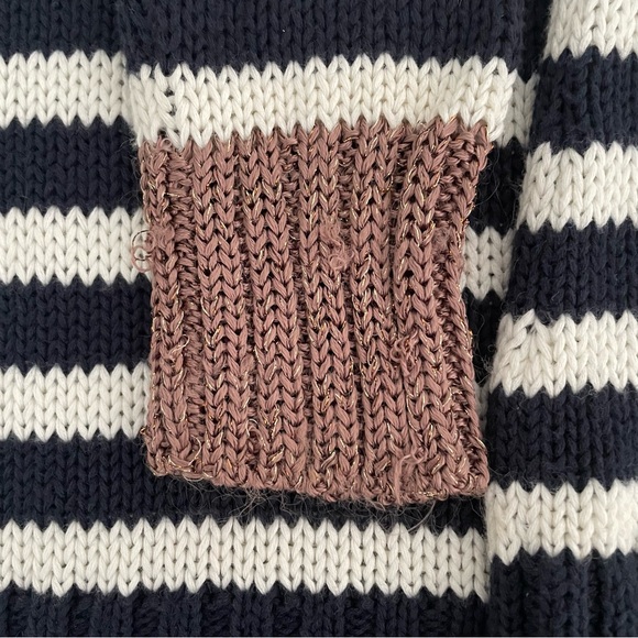 Banana Republic long sleeve striped crew neck knit sweater white black brown S - Picture 8 of 8